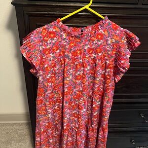 Chic Soul Floral Ruffle Sleeve Dress